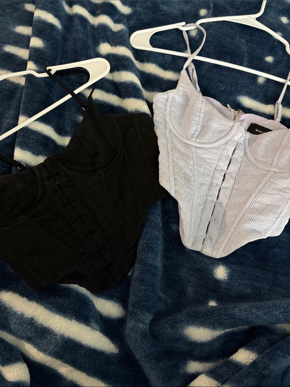 White fox XS Black and Light Lavender Corset Crop Tops (Pair)